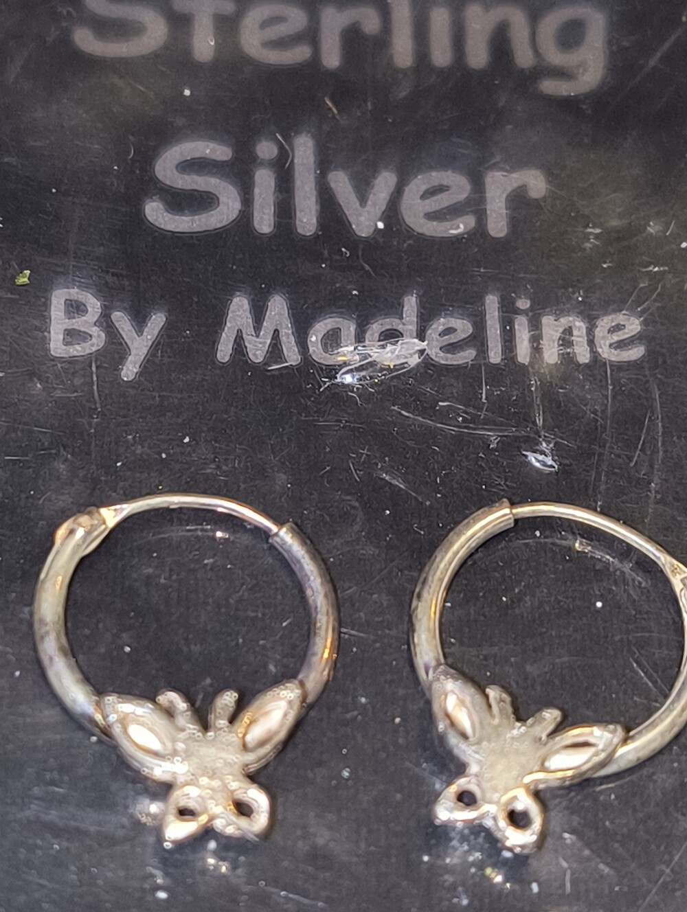 Madeline Sterling Silver Butterfly Hoop Earrings for Kids New in Package